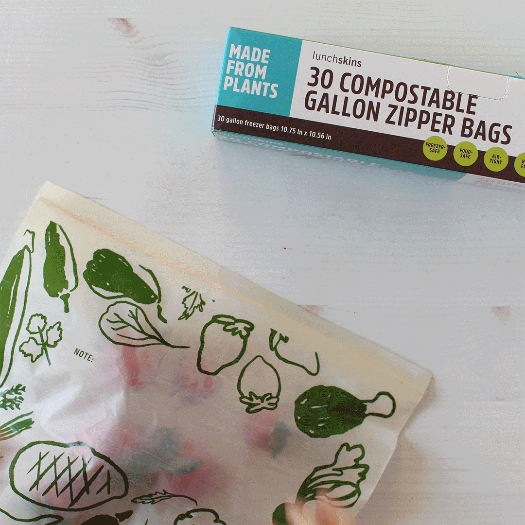 Image of Ziptop Compostable Freezer-Safe Gallon Storage Bags - Lunchskins